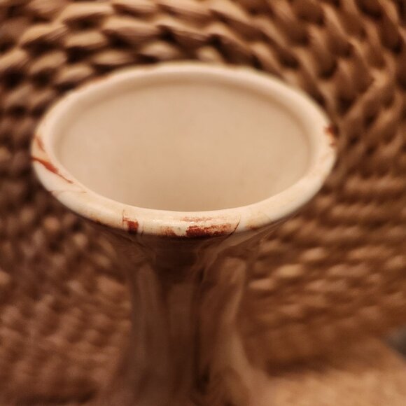 Vintage Ceramic Deer & Forest Design Vase with Brown Swirl Marble Accents - Picture 3 of 7